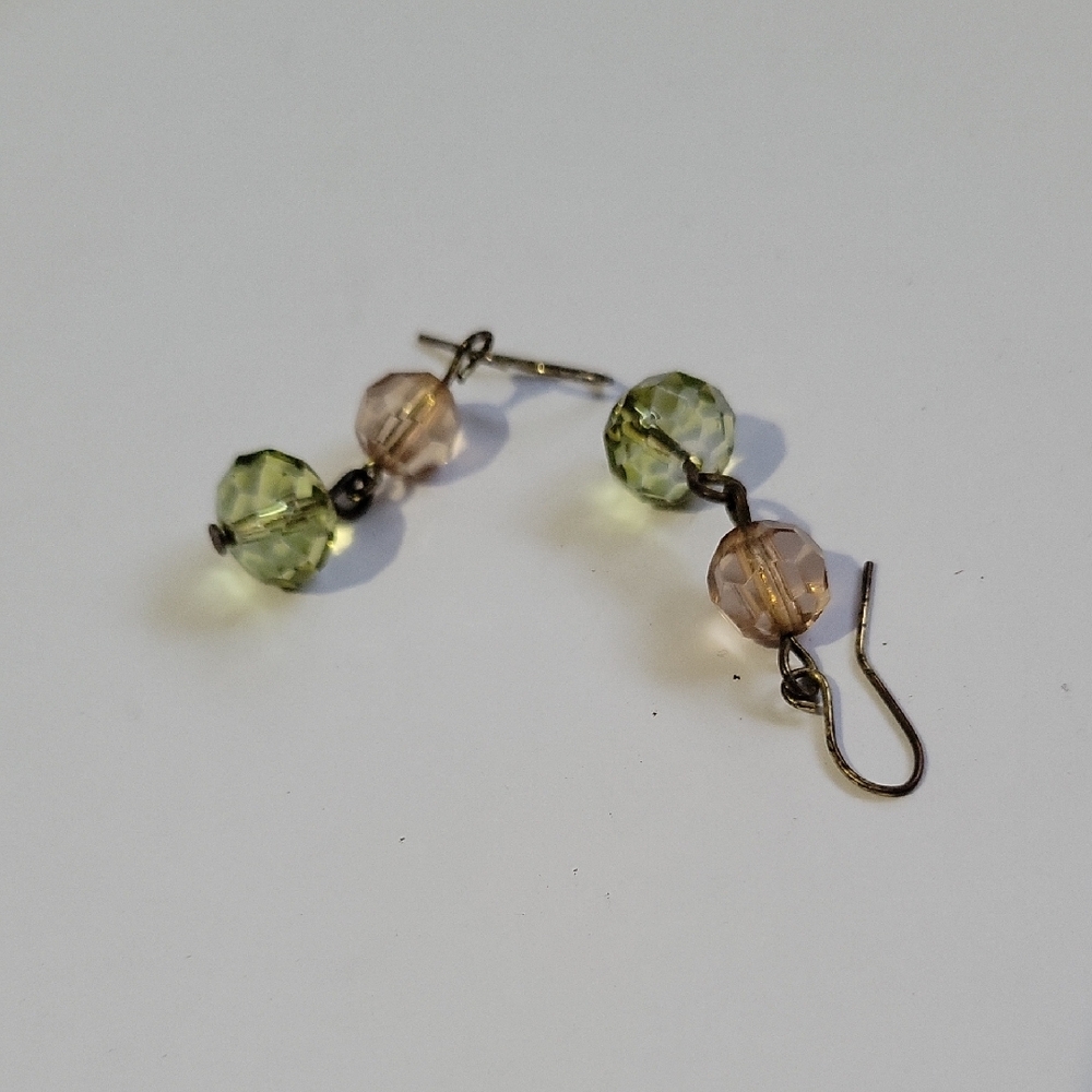 Elegant Green and Pink Crystal Earrings